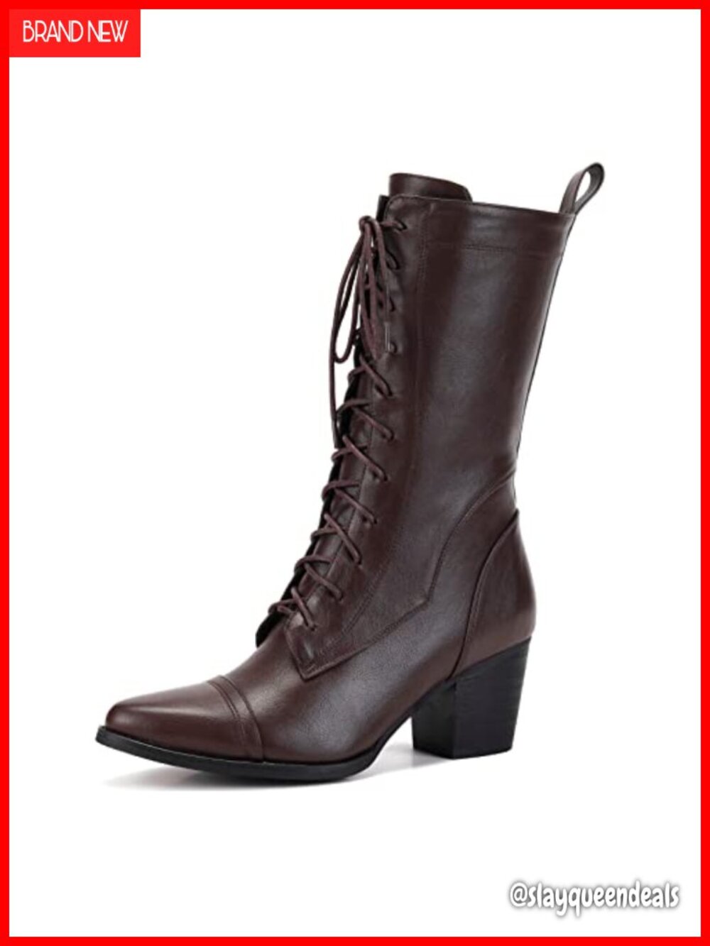Women's Mid Calf Combat Boots PU Leather Faux Fur Lining Side Zipper